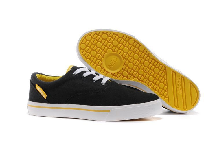 Mens Adidas 2014 Style NEO canvas sneakers Black/Yellow